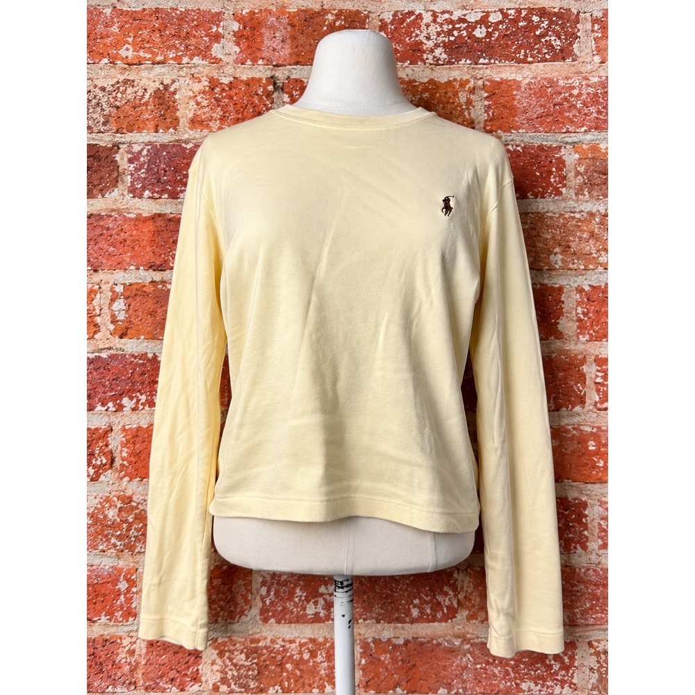 VTG Ralph Lauren Pale Yellow Cotton Long Sleeve Preppy Old Money Costal Luxury